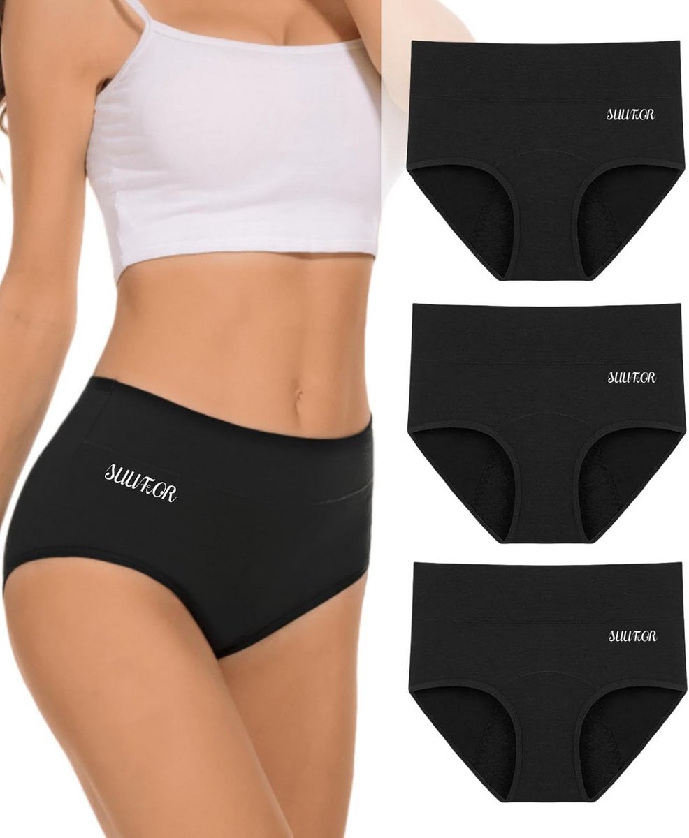 Hoge Taille Menstruatieonderbroeken Voor Dames - 3 Stuks Met Hoog Absorptievermogen
