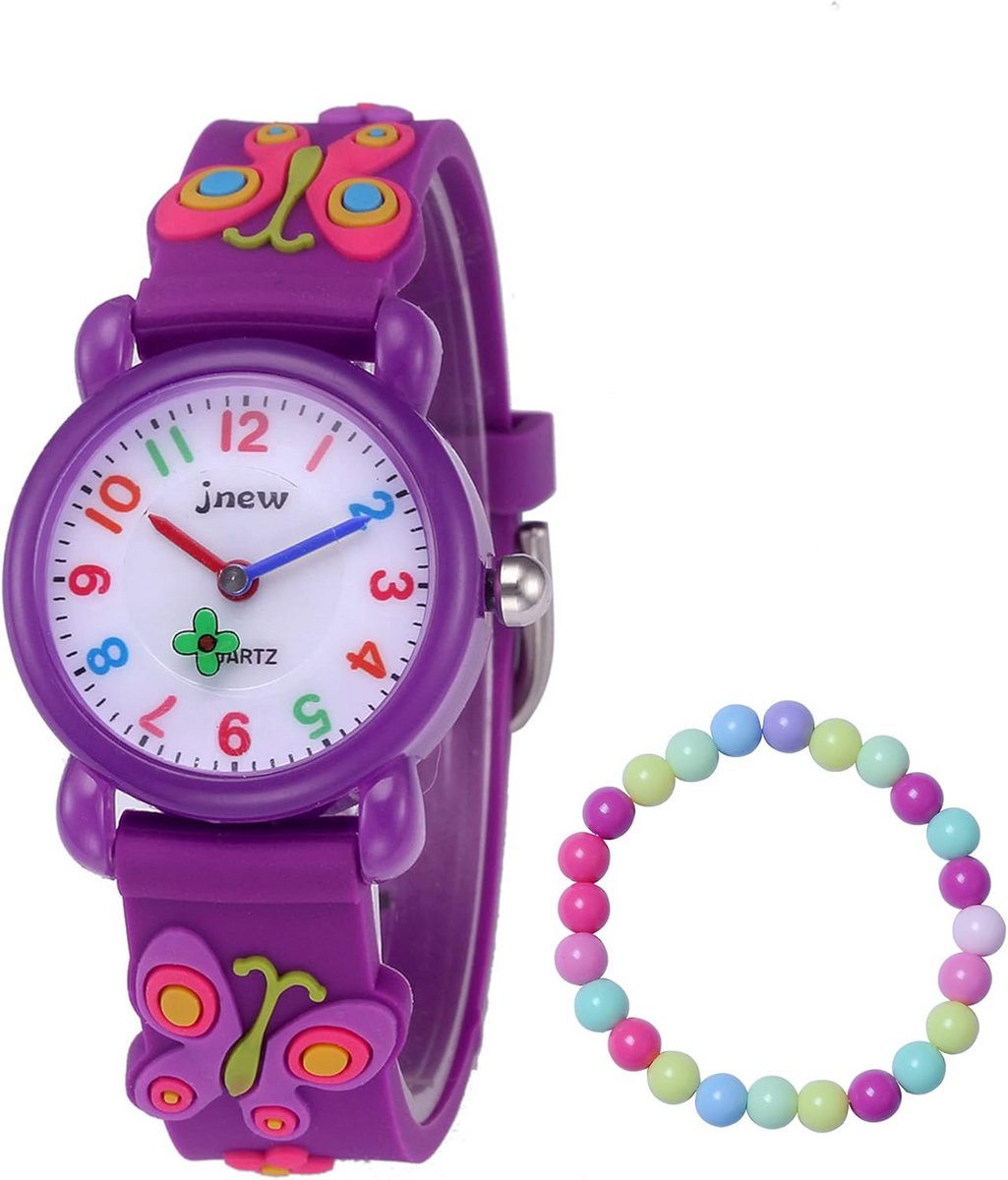 Schattige Analoge Kinderhorloges voor Meisjes van 3-10 jaar met Siliconen Band