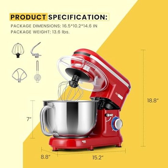 Keukenmachine 5,7 liter met 10 snelheden en pulsfunctie van Merkloos — afbeelding 2