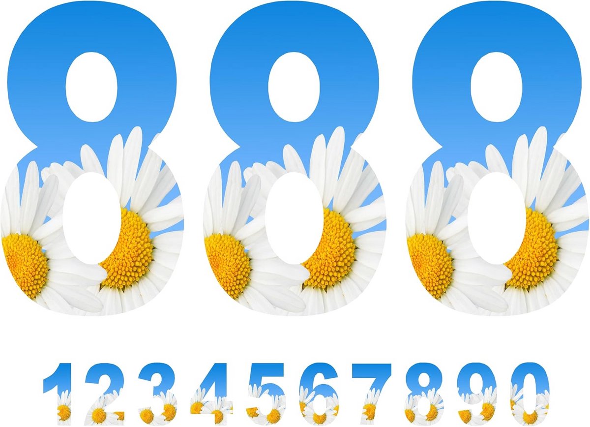 3 Pack Daisy Wheelie Bin Nummers Stickers - 0-9 Vinyl Stickers voor Bins