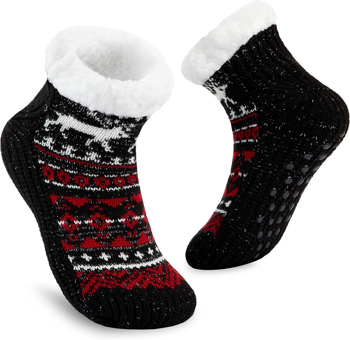 Fleece pantoffelsokken dames - Pluizige grip sokken voor extra comfort en warmte