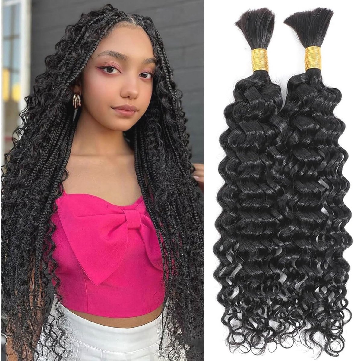 Water Wave Menselijk Vlechthaar 100g 16 inch voor Boho Vlechten en Extensions