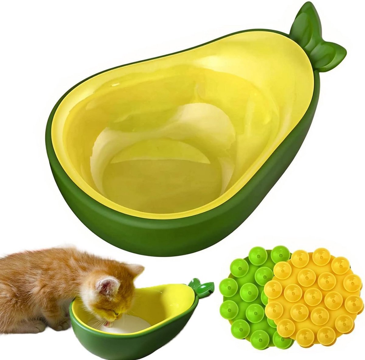 Voer- en waterbak voor katten en kleine honden met anti-omval systeem