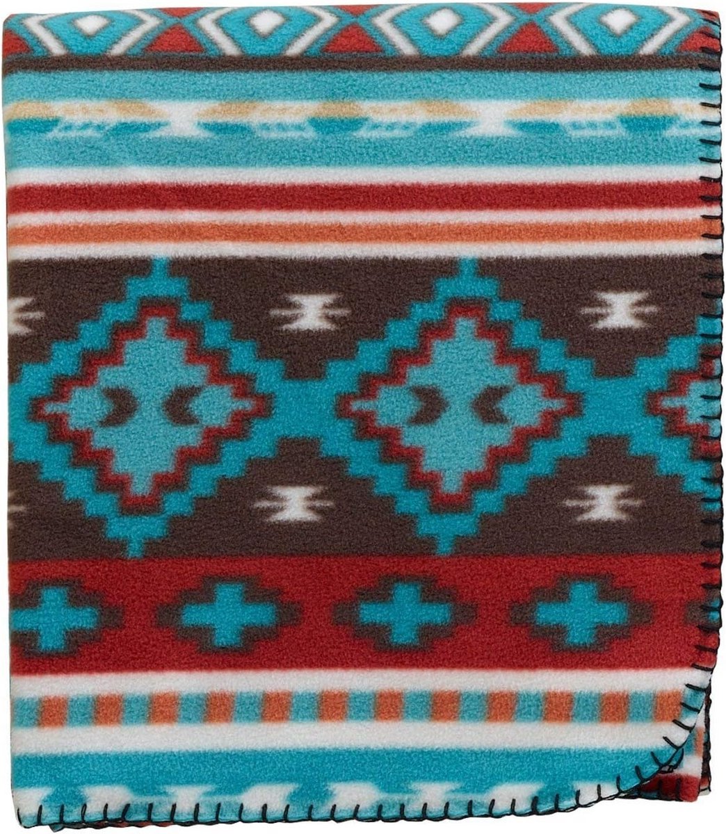 Zachte Fleece Plaid met Zuidwest Chevron Patroon - 127x152 cm