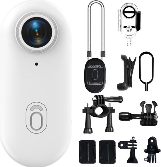Mini Action Camera - Draagbare bodycam met duim-POV-functie - Draagbare videorecorder met IPX7 waterdichte onderwatercamcorder, helmbevestiging en magnetische sport-DV voor op de fiets - Wit