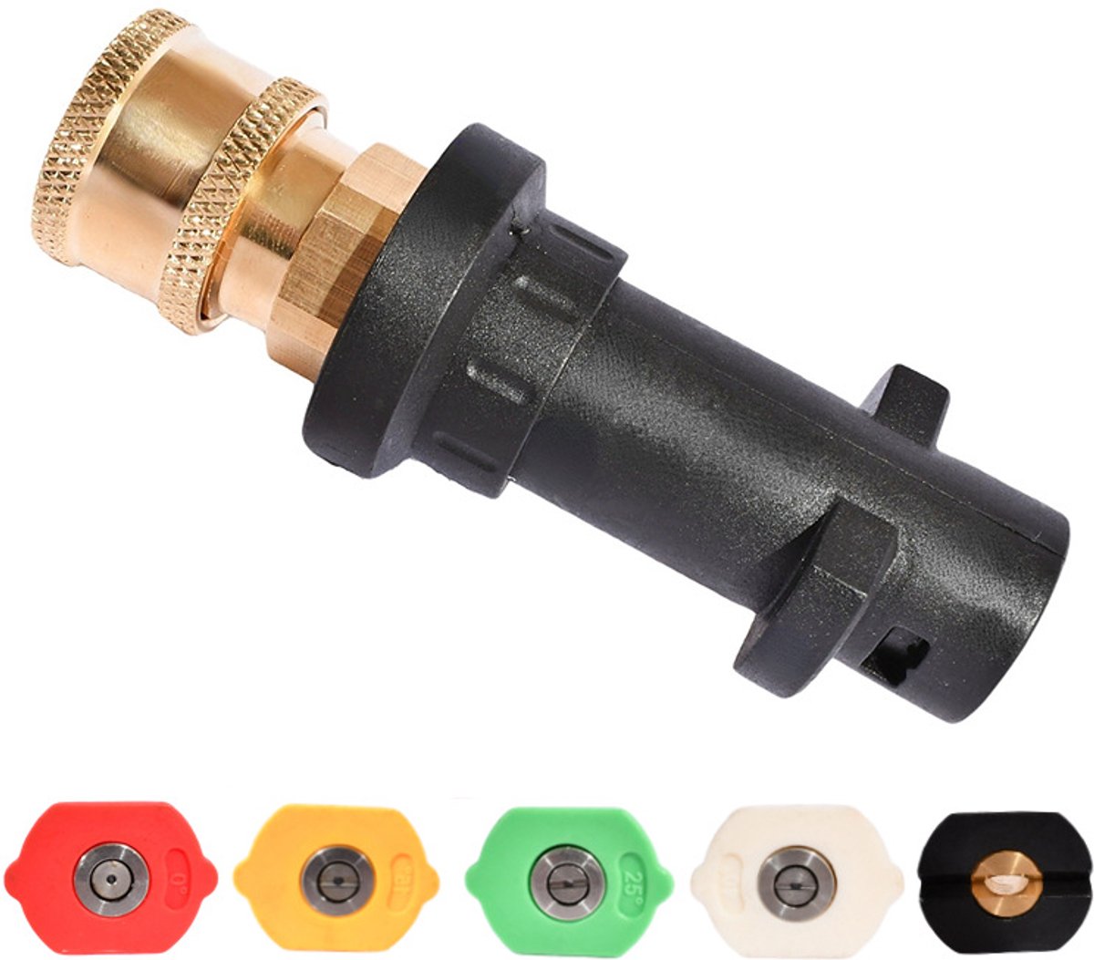 Geschikt voor Kärcher K2-K7 hogedrukreiniger waterpistool schuimfles adapter 1/4 snelkoppeling hoge druk vijfkleurige sproeikop schuimpistool onderdelen