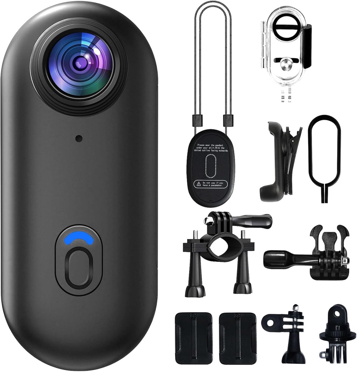 Mini Action Camera - Draagbare bodycam met duim-POV-functie - Draagbare videorecorder met IPX7 waterdichte onderwatercamcorder, helmbevestiging en magnetische sport-DV voor op de fiets - Zwart