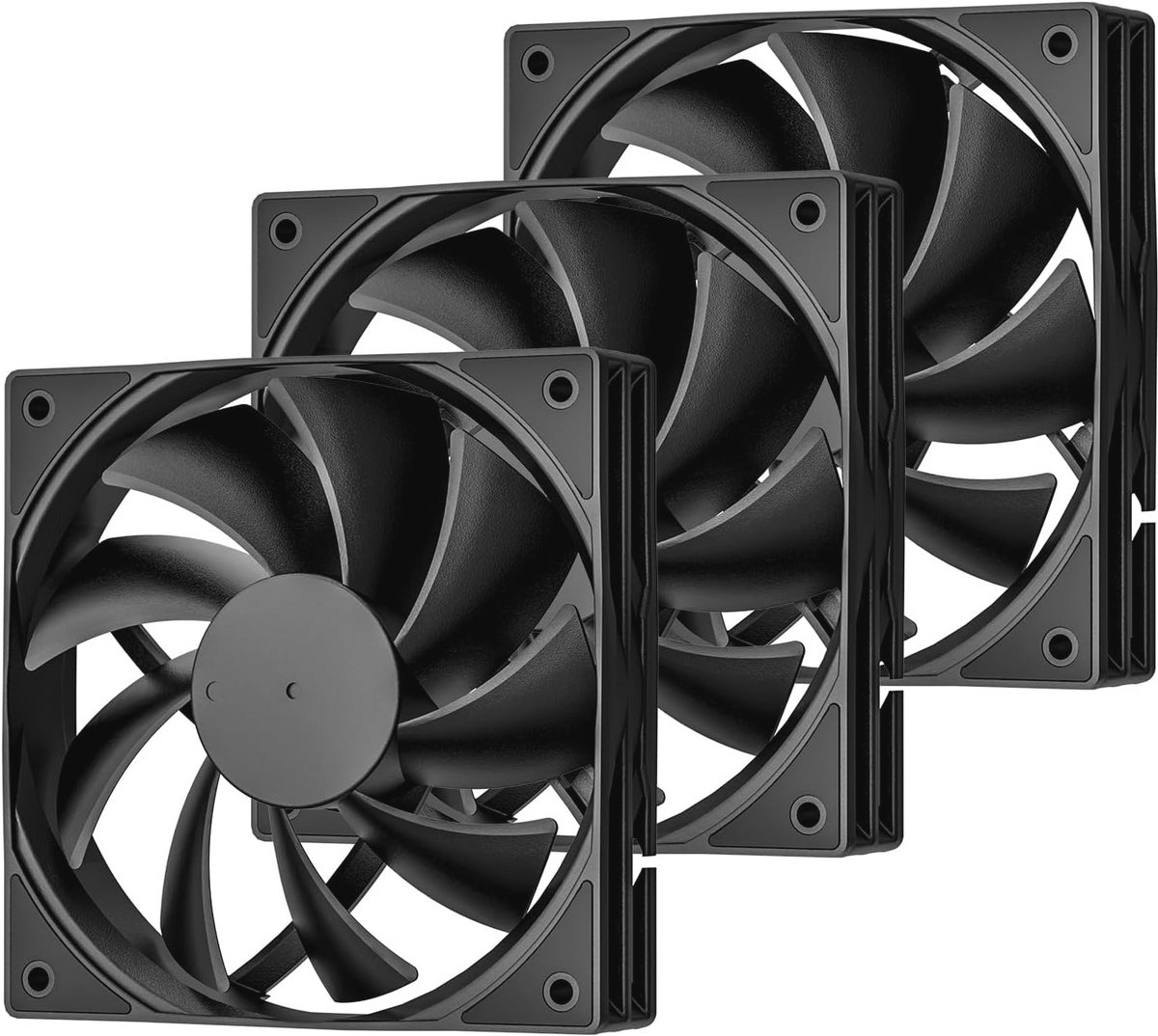 120mm Zwarte Computer Case Fans - 3-Pack Hoge Prestaties en Geluidsarm