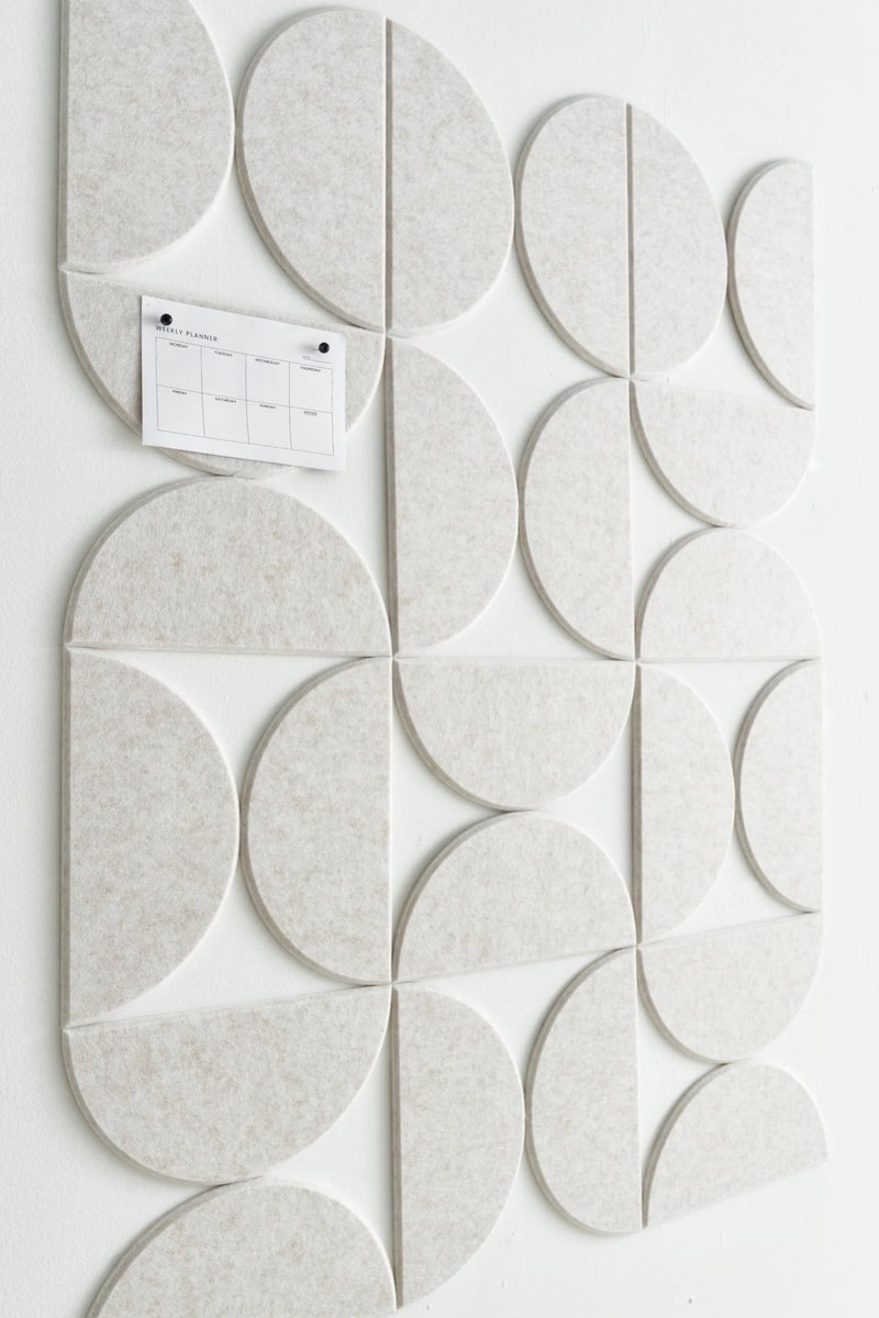 12 stuks prikborden van kurk voor doe-het-zelf-huisdecoratie - wandtegels van vilt met een halfronde vorm voor wanddecoratie in kantoor- en klaslokalen, voor notities en foto's, beige