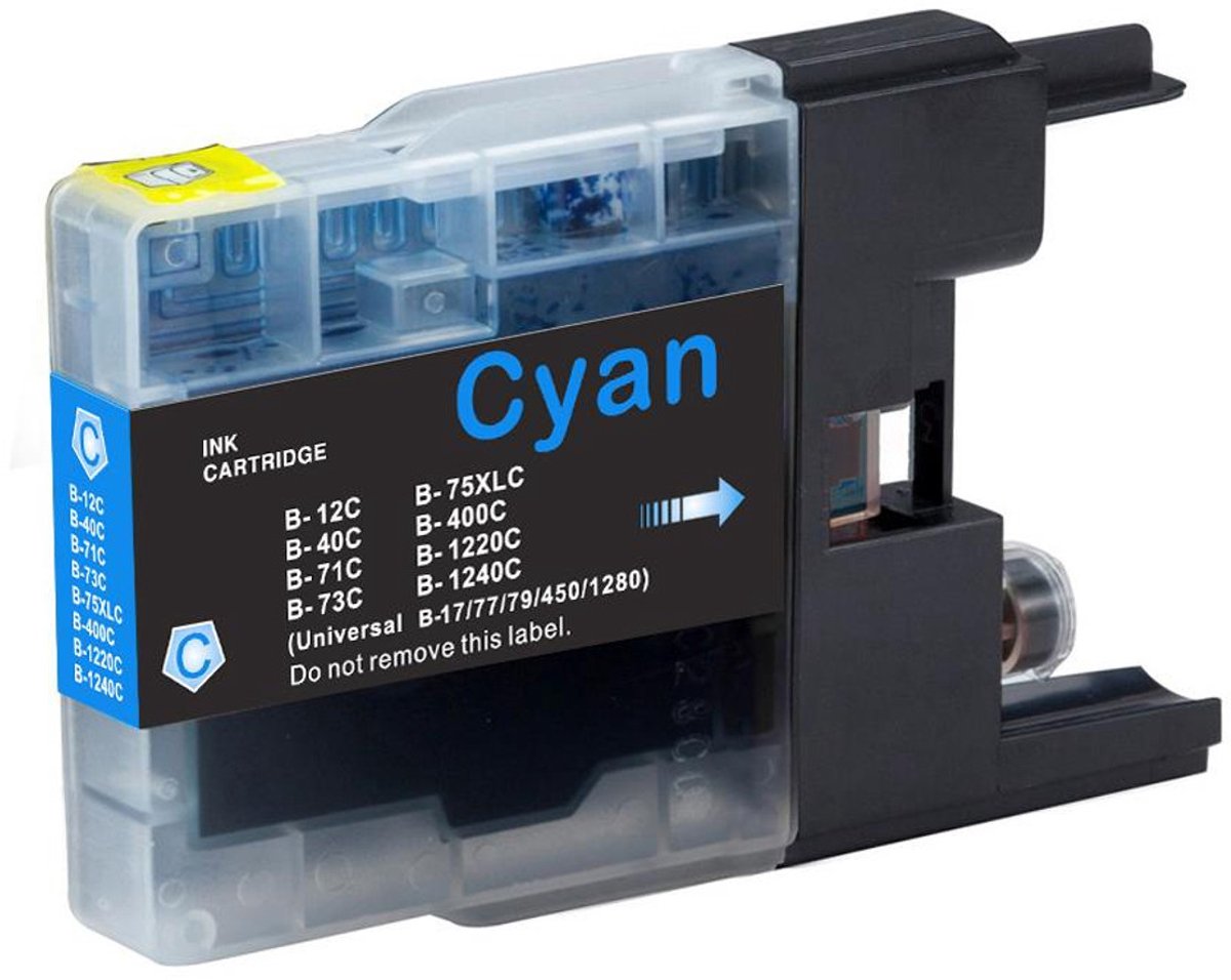Cartridge Geschikt voor Brother LC-1220 / LC-1240 XL | 1x Cyaan Geschikt Voor Brother MFC J625DW - MFC J430W - DCP J925W - DCP J725W