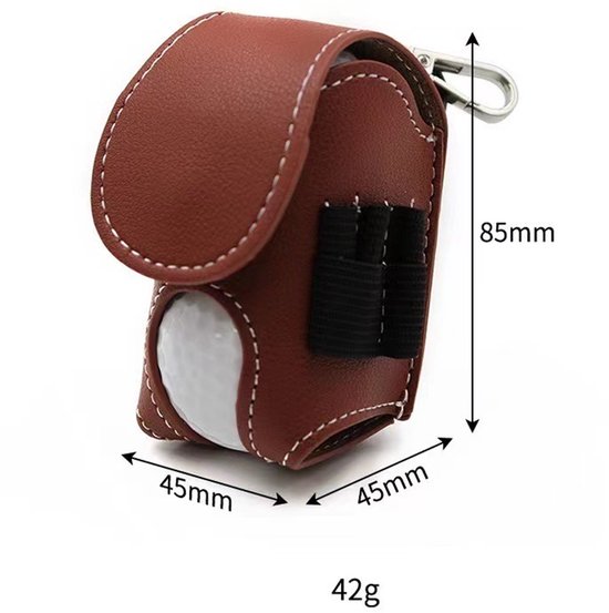 Golfheuptas - 1 stuk - Golfbaltas - 4,5 × 4,5 × 8,5 cm - Draagbaar - Mini golfheuptas - Met riemclip - Unisex - Cadeau voor golfers - Compact accessoire - Bruin (alleen de opbergtas) van Merkloos — afbeelding 5