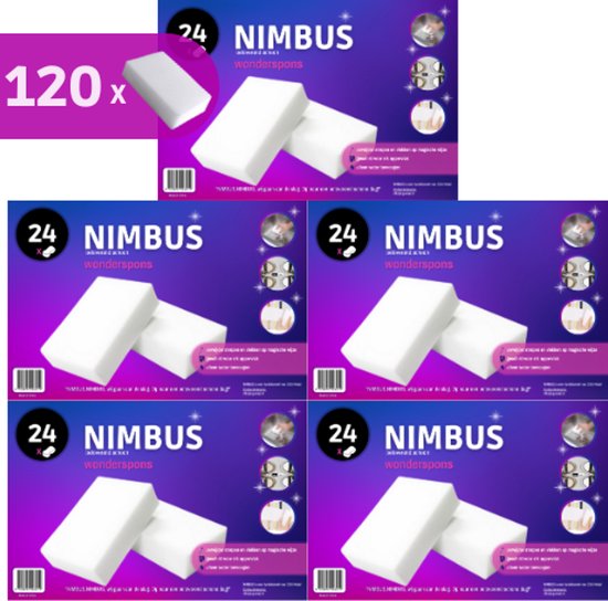 NIMBUS Wonderspons Emballage économique - 120 pièces (5x24) Éponge de mélamine - Extra épais
