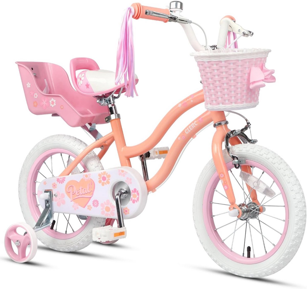 Meisjesfiets 12 14 16 Inch met Zijwieltjes Mandje en Decoratie