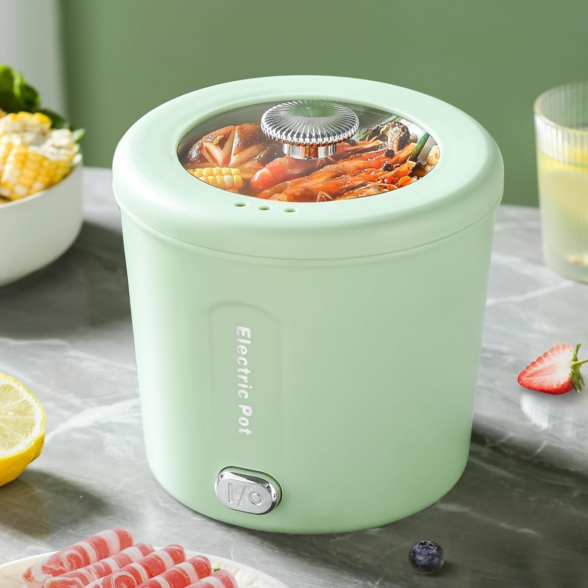 Draagbare Elektrische Mini-Braadpan 1 Liter - Multifunctioneel Kooktoestel voor Pasta, Steak en Eieren