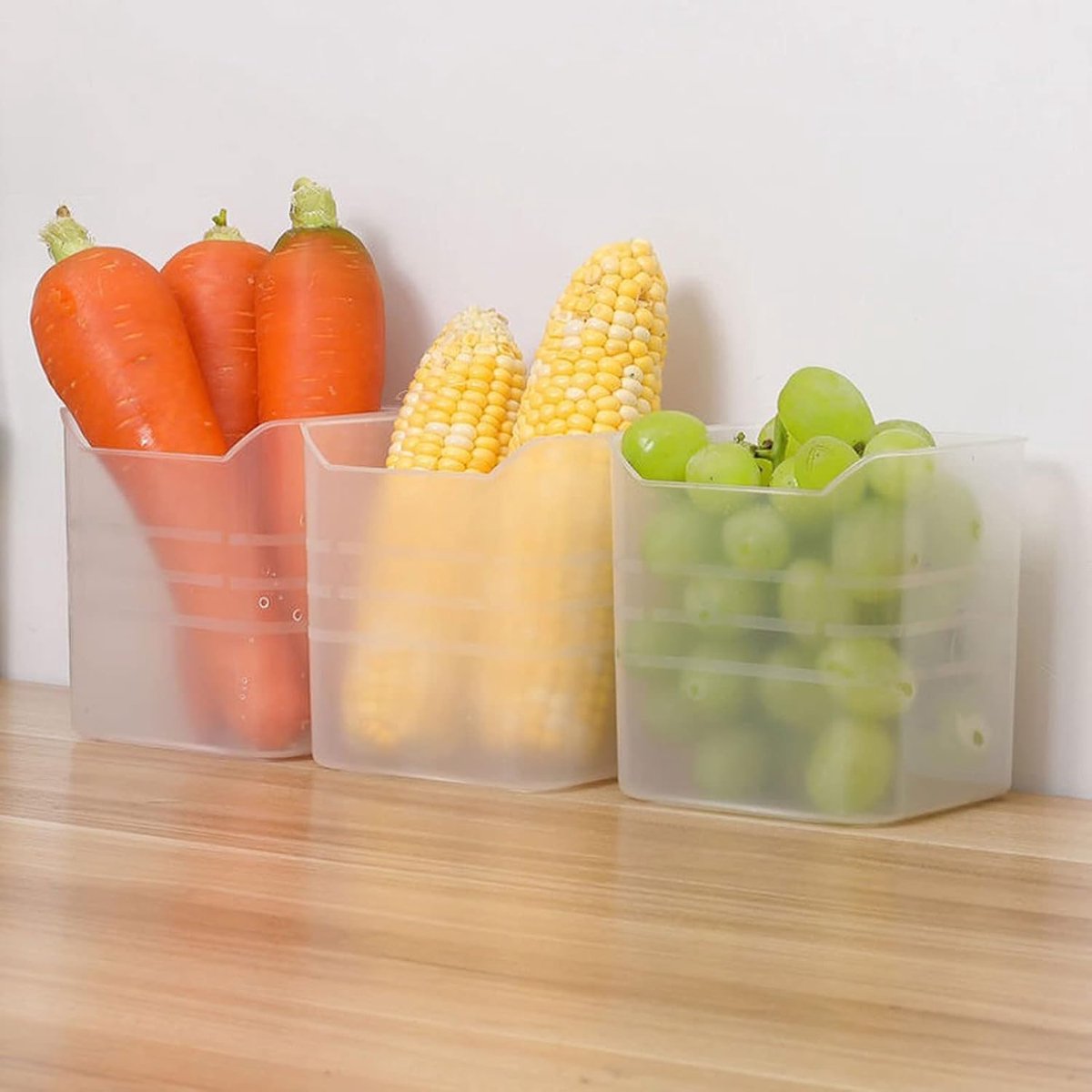 Opbergdozen - Opbergplanken voor de koelkastdeur - Opbergdozen voor de koelkast - Voedselopbergdozen - Keukenopbergdozen - Transparante opbergdozen - Voedselbewaarcontainers - Opbergbakken - Geschikt voor koelkast en vriezer - Driedelige set