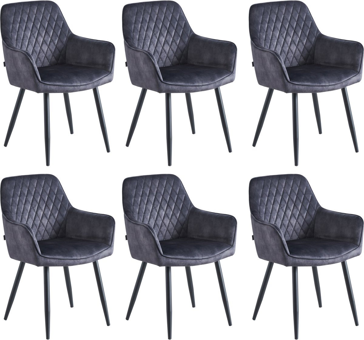 Colenis Beverly Eetkamerstoel - Set Van 6 - Antraciet - Vintage Velvet - Design
