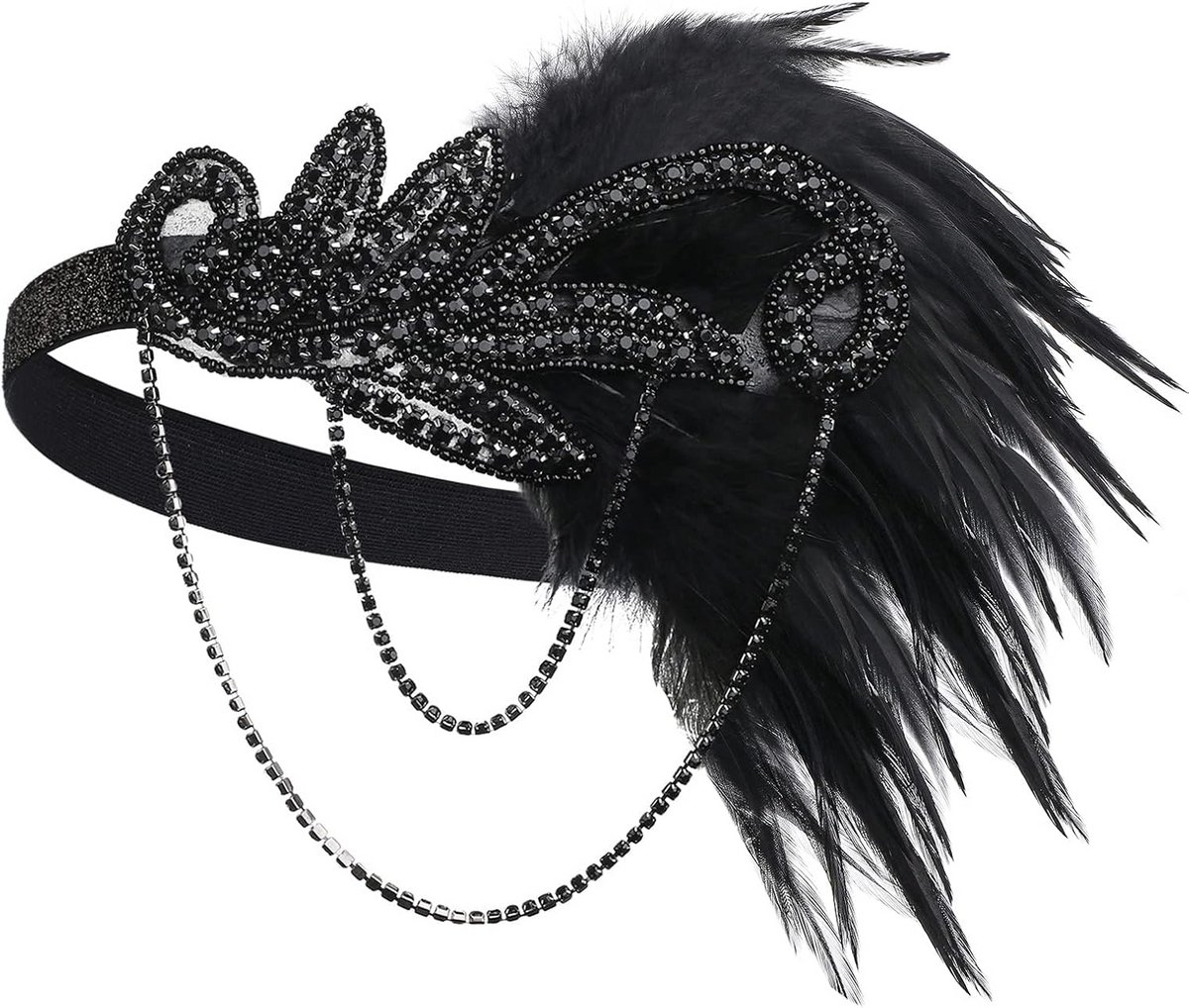 Jaren 20 Hoofdband voor Dames - Flapper Kostuum Accessoire met Veer