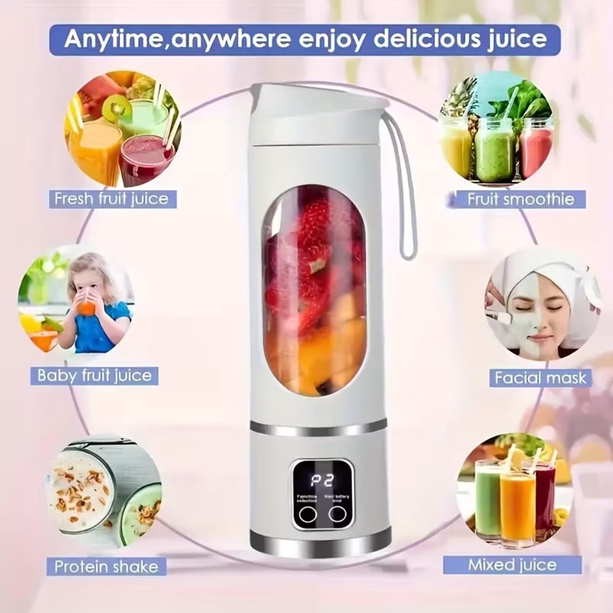 Oplaadbare Draagbare Snoeier en Handheld - Makkelijk Schoon te Maken, Perfect voor Smoothies, Milkshakes & Verse Fruitdranken