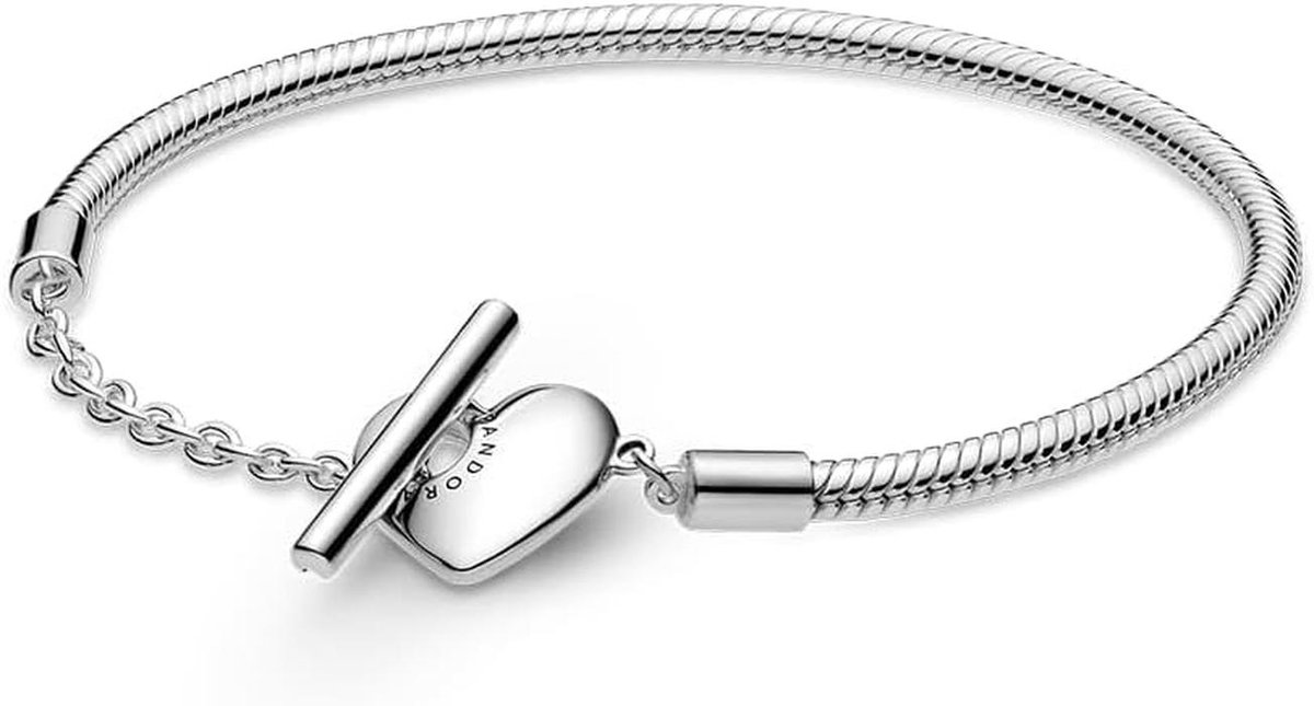 Engravable Heart T-bar Snake Chain Bracelet