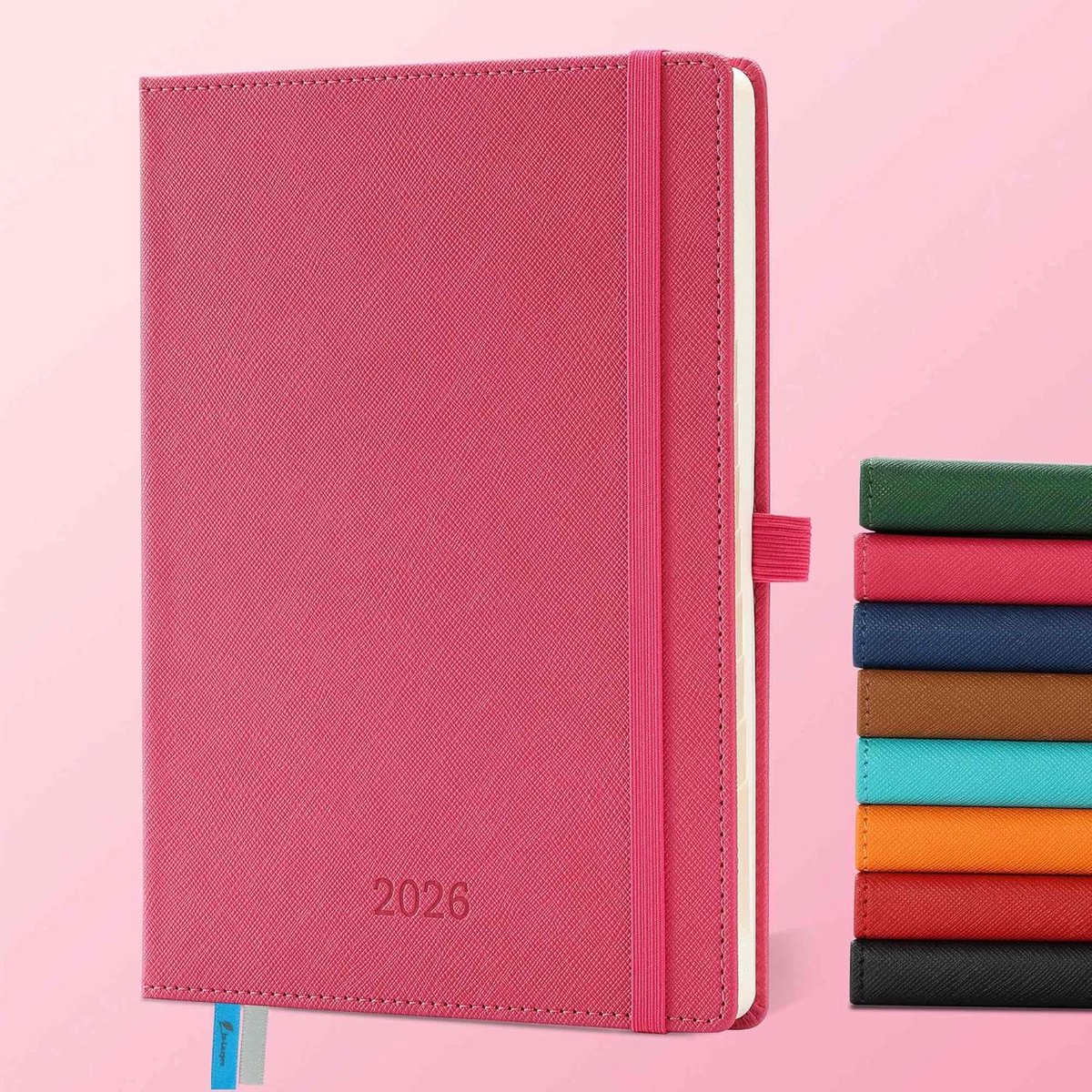 Agenda 2026 - Weekplanner Boekagenda - Dagelijks Plannen - PU Leren Kaft - A5 219x164 cm - Roze