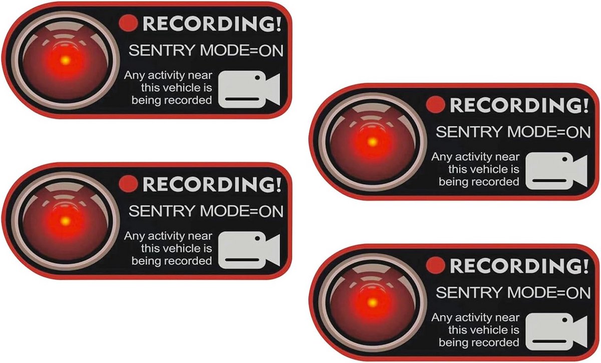 4x Waarschuwingsstickers voor Dashcam Opname Camera PVC Voor Auto
