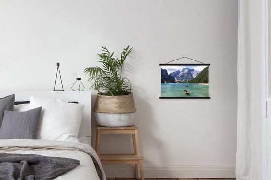 Porte-affiche avec affiche - Affiche scolaire - Dolomites - Bateau - Berg - 60x40 cm - Lattes noires