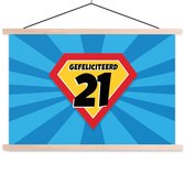 Porte-affiche avec affiche - Affiche scolaire - 21 ans - Anniversaire - Cape - 120x80 cm - Lattes vierges