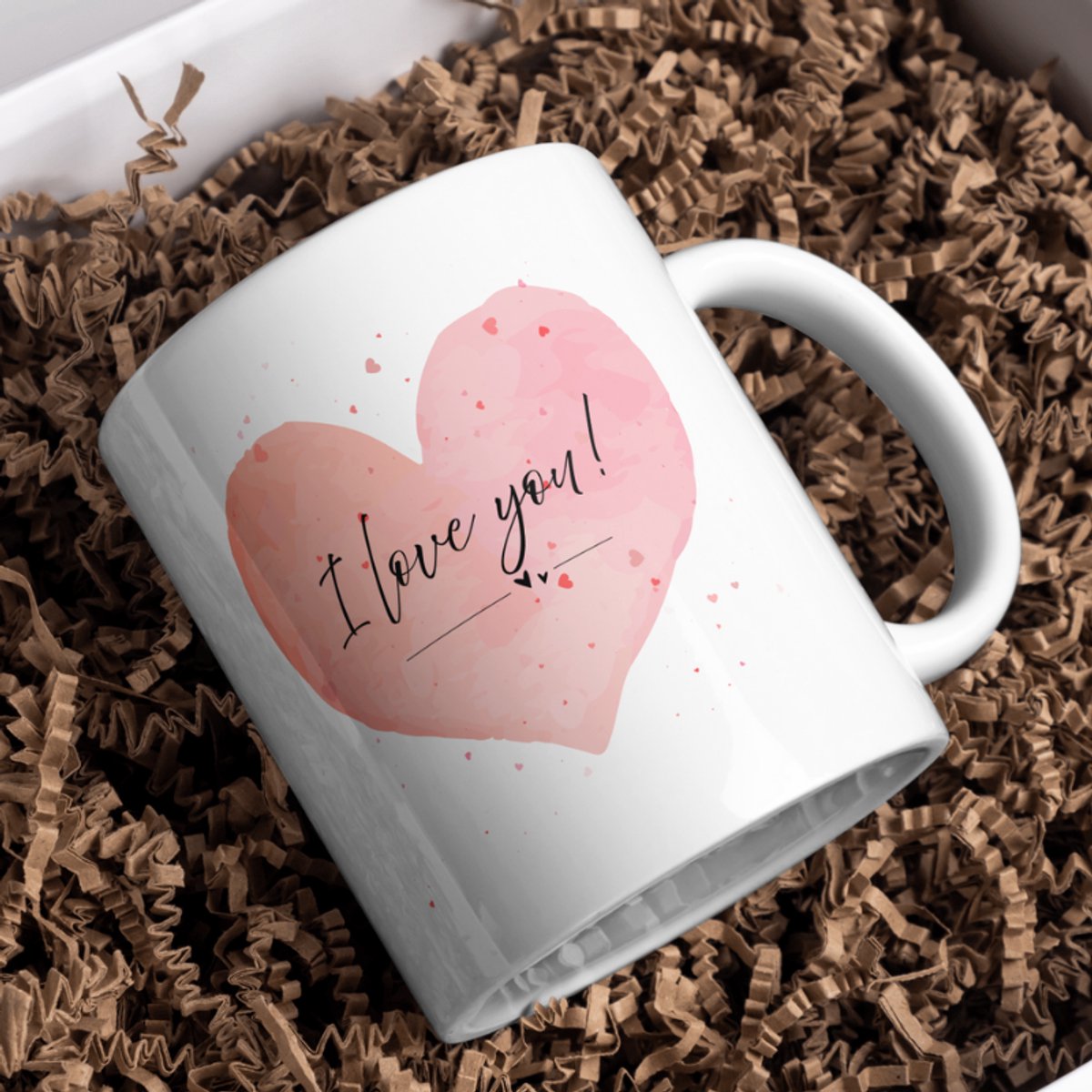 Romantisch Valentijnscadeau - liefdesmok I love you - mok met hartje cadeau voor vrouw - Valentijnsdag kado