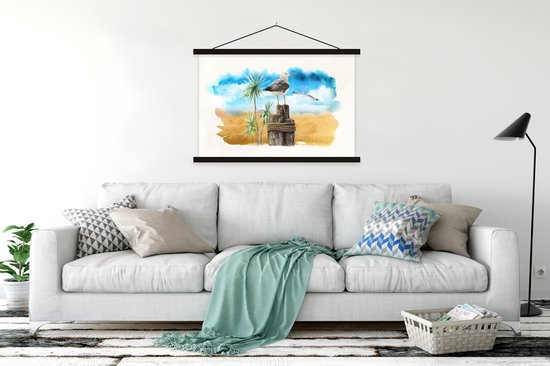Porte-affiche avec affiche - Affiche scolaire - Vogel - Poteau - Plage - 150x100 cm - Lattes noires