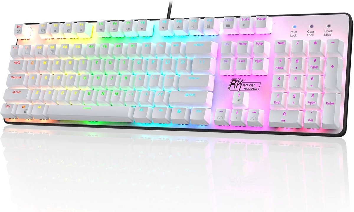 Volledig mechanisch gamers toetsenbord met regenboog verlichting - 104 toetsen en numeriek blok