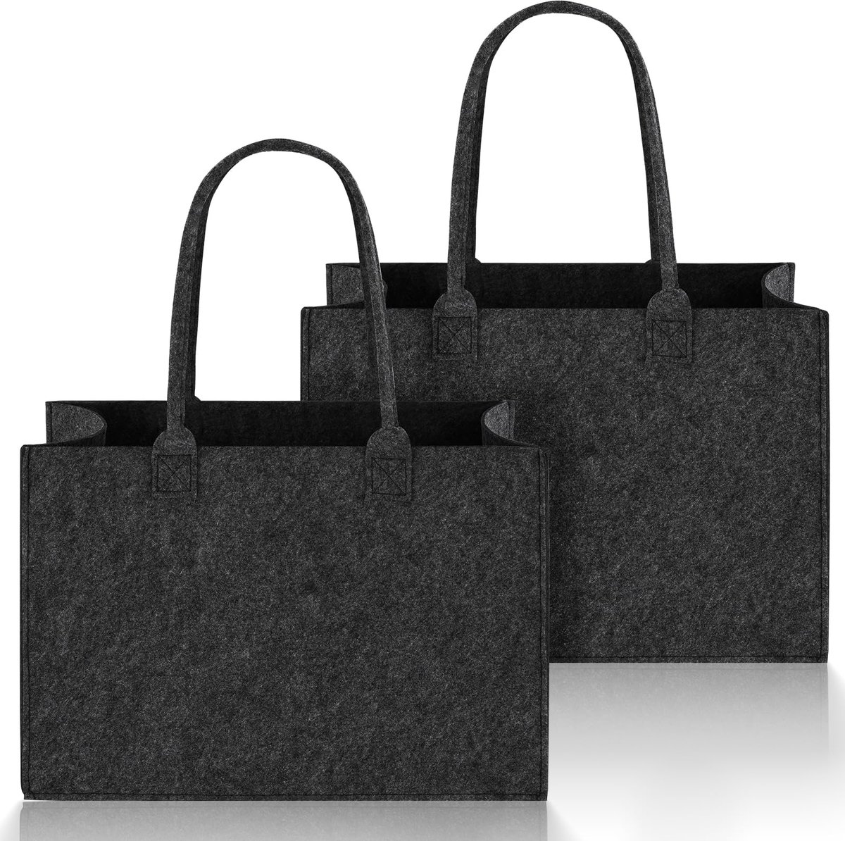 IMPERATORIS® Boodschappentas - Opvouwbare Tas - Herbruikbare Tasjes - Eco Shopper - Katoenen - Sterk en Lichtgewicht - 2 Stuks - grijs - 24 liter