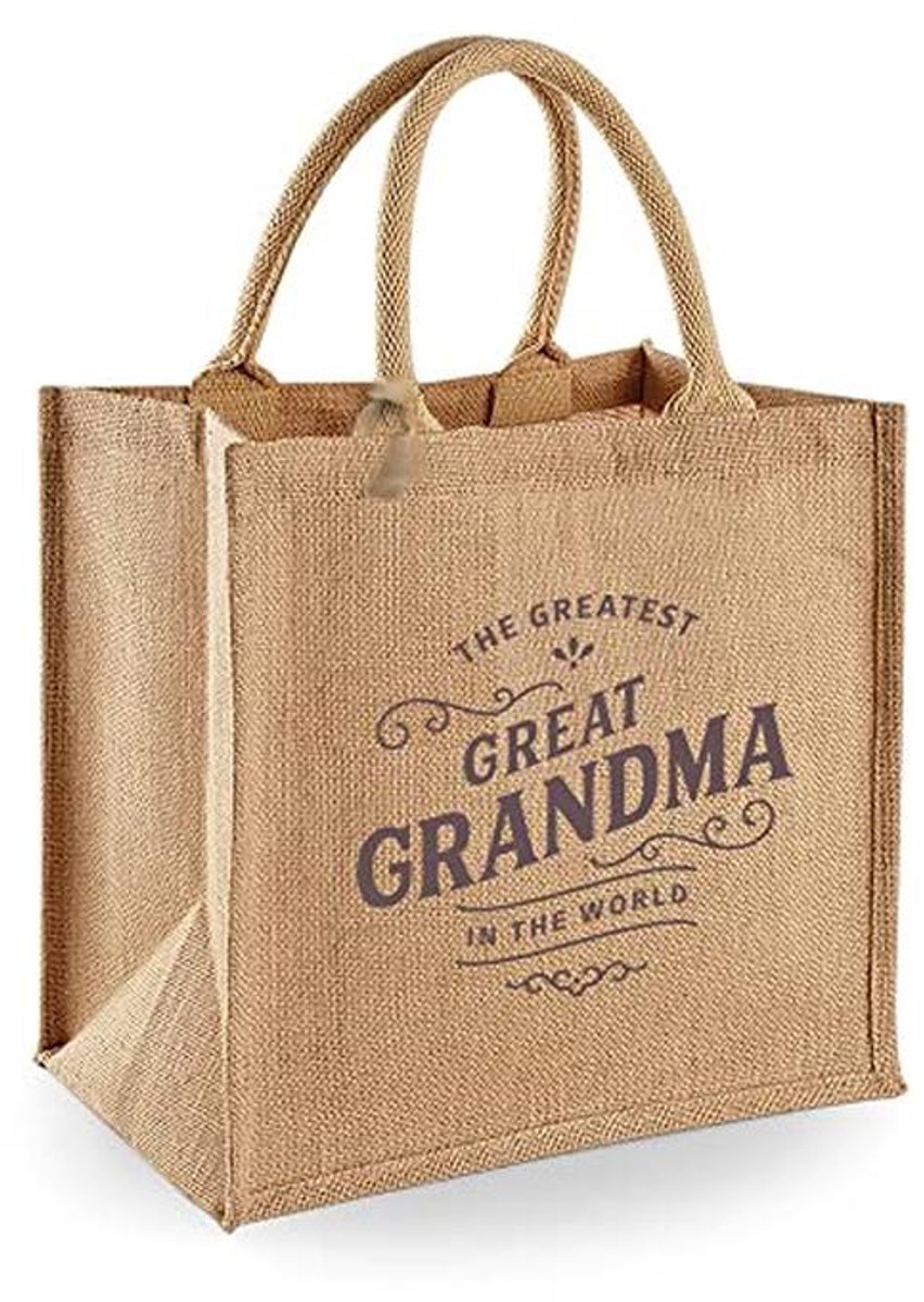 Natuurlijke Jute Draagtas 30cm x 30cm x 19cm – Perfect Cadeau voor Grootmoeder