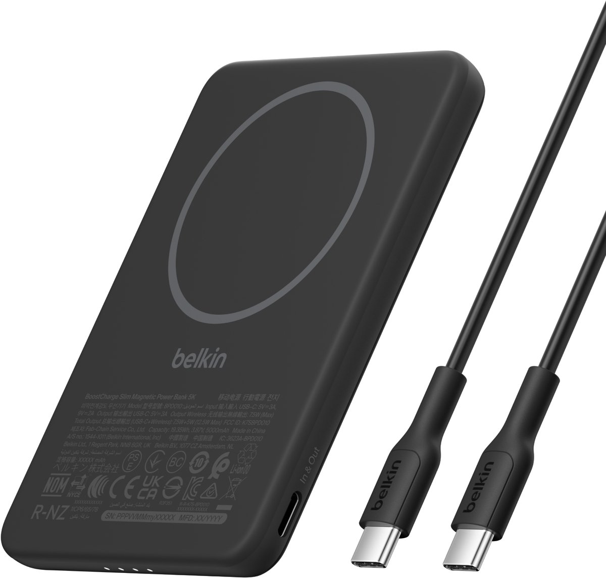 Belkin Slim Magnetic Power Bank 5000 mAh - Zwart - Product - €34,99