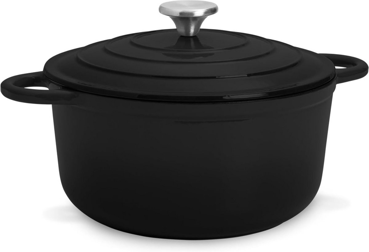 Gietijzeren Braadpan van 5,5 L - Geëmailleerde Stoofpan voor Inductie en Oven, Vaatwasmachinebestendig