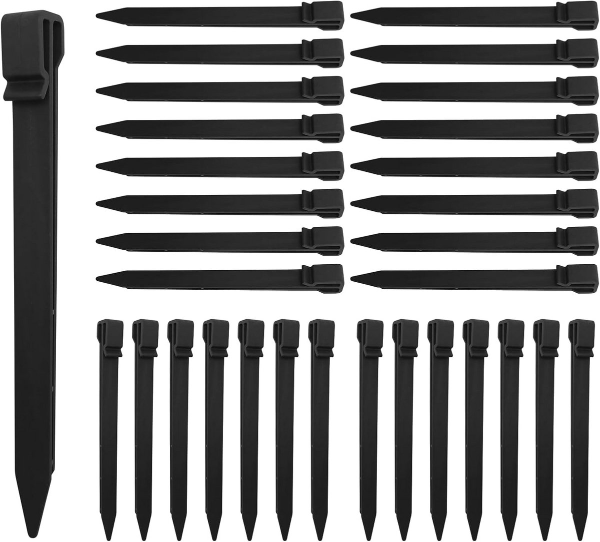 22x Zwarte Grondpennen 25 cm - Sterke Kunststof Haringen voor Tent, Tuin en Landscaping