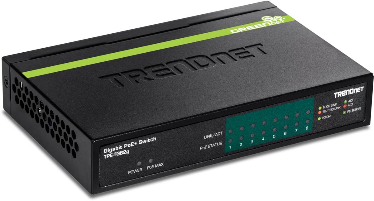 8-Poorts Gigabit PoE+ Switch met 61W Vermogen en Plug & Play