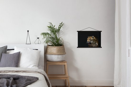 Affiche textielposter Jaguar aux yeux noirs sur fond noir 60x40 cm