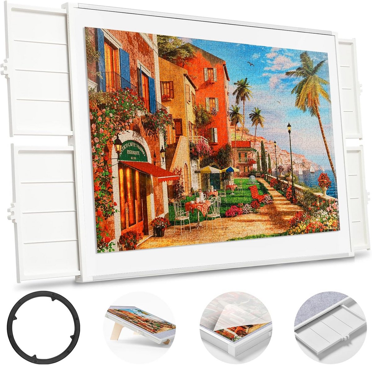 Draaibaar puzzelbord met laden - 2000 stukjes, 104,3 x 75,9 cm, draagbare puzzeltafel
