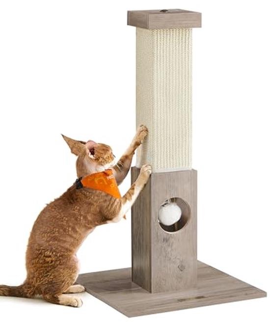 PawHut 3 In 1 Krabstam, 67 Cm, Sisal Kattenkrabpaal Met Speelbal Krabpaal Voor Katten Indoor Eiken 2138142989
