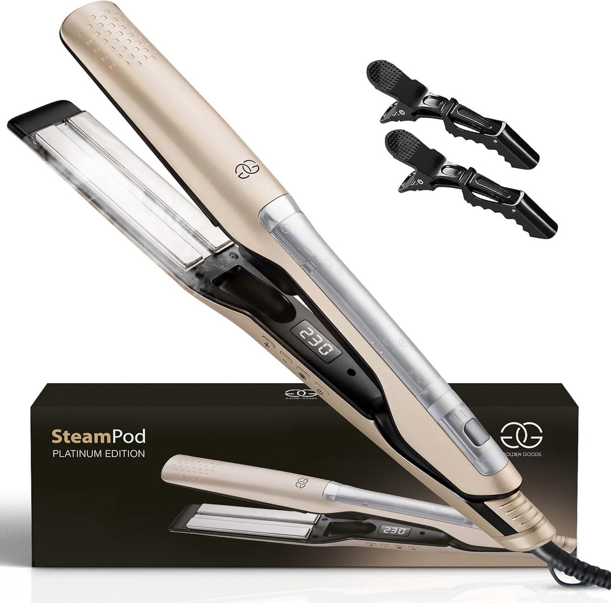 2-in-1 Stoom Straightener en Krultang met 10 Temperatuurinstellingen