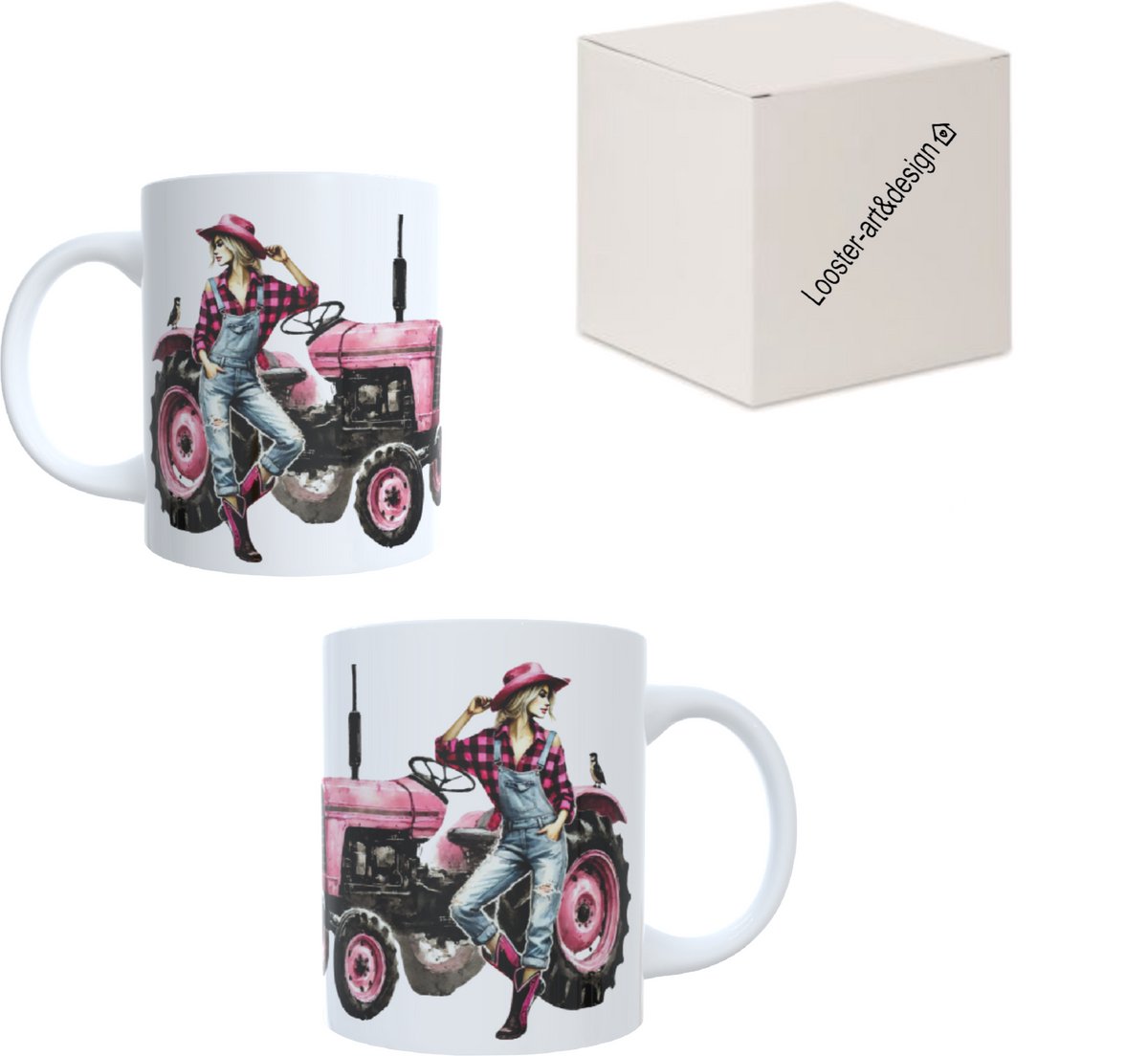 Bedrukte koffie beker - thee mok boeren , tractor - boerderij boerin - boer