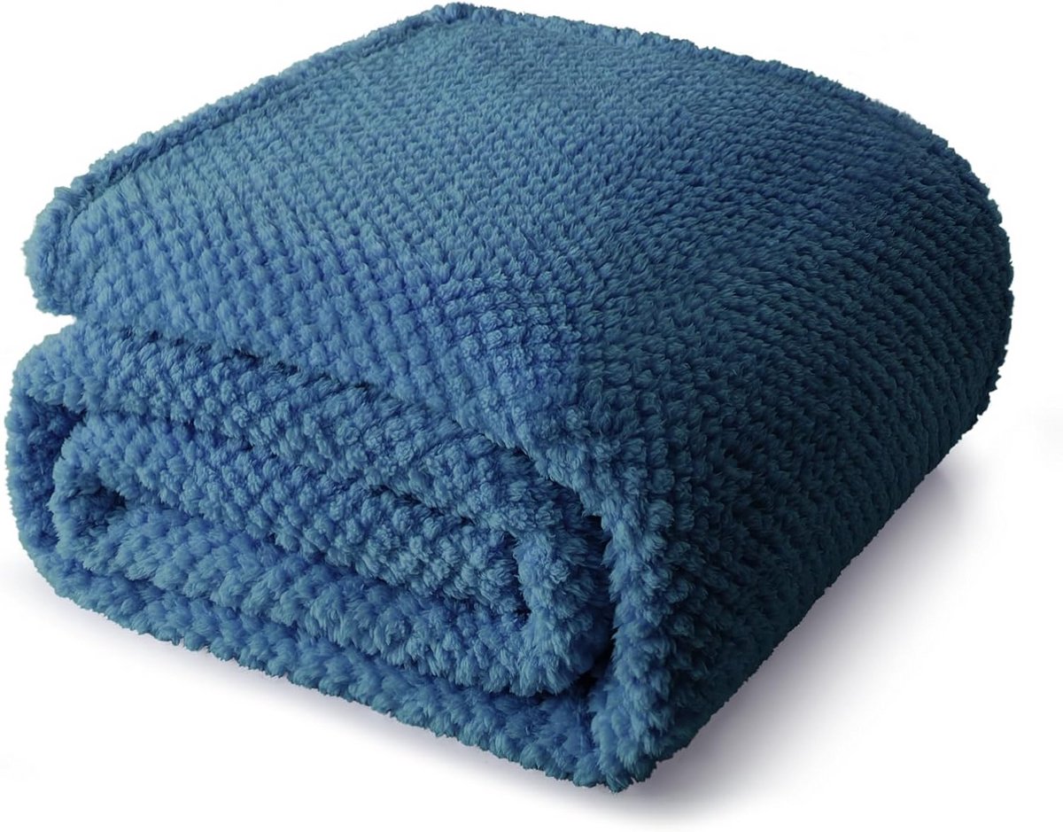 Cuddly Fluffy Fleece Blanket 150 x 200 cm - Navy Blue