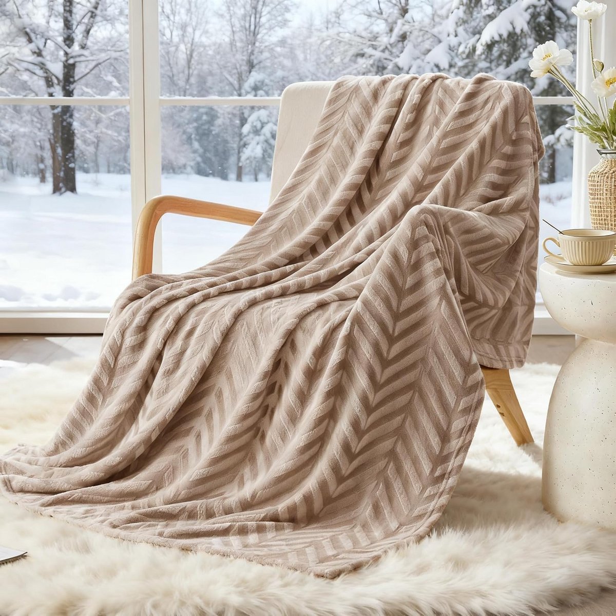 Chevron Patroon Knuffeldeken 130 x 150 cm - Warme en Zachte Fleecedeken