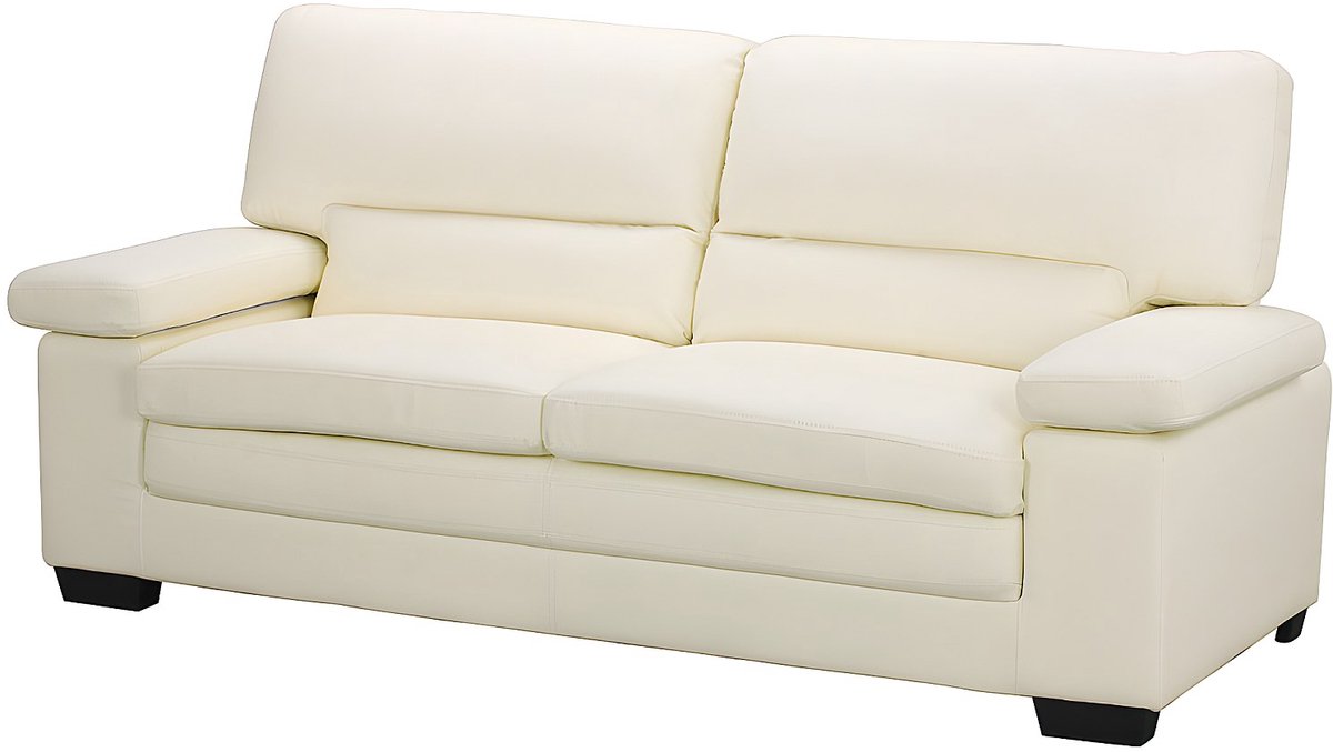 Vente-unique 3+2 zitsbank van ivoorkleurig buffelleer MIMAS II
