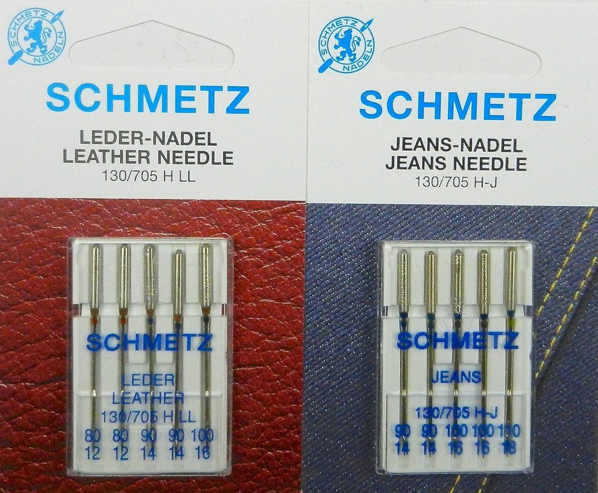 Naaldassortiment voor leer en jeans - 10 Naaimachine Naalden Systeem 130/705