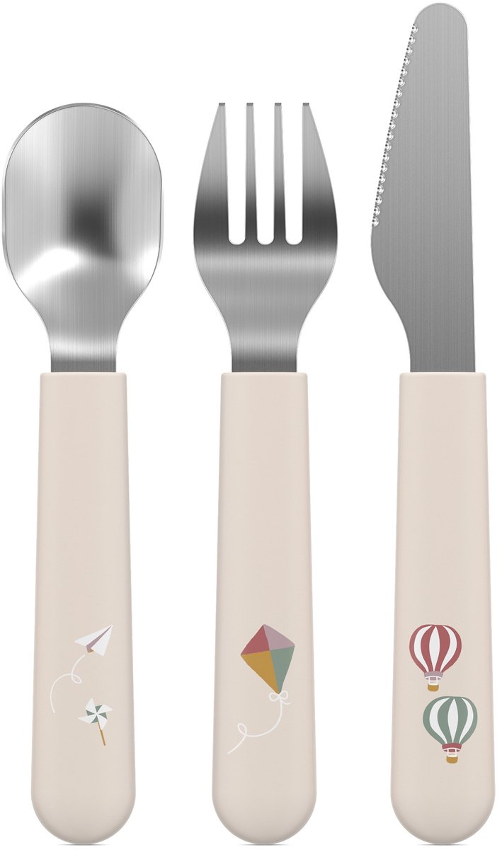 Mepal Mio Kinderbestek - 3-delig. vork. mes en lepel - Roestvrij staal - Kinderservies - Sunshine & Rainbow