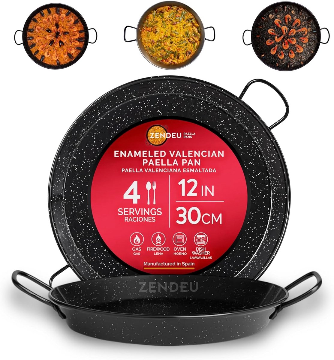 Enameled Steel Paella Pan 34 cm - Perfect for Spanish Paella