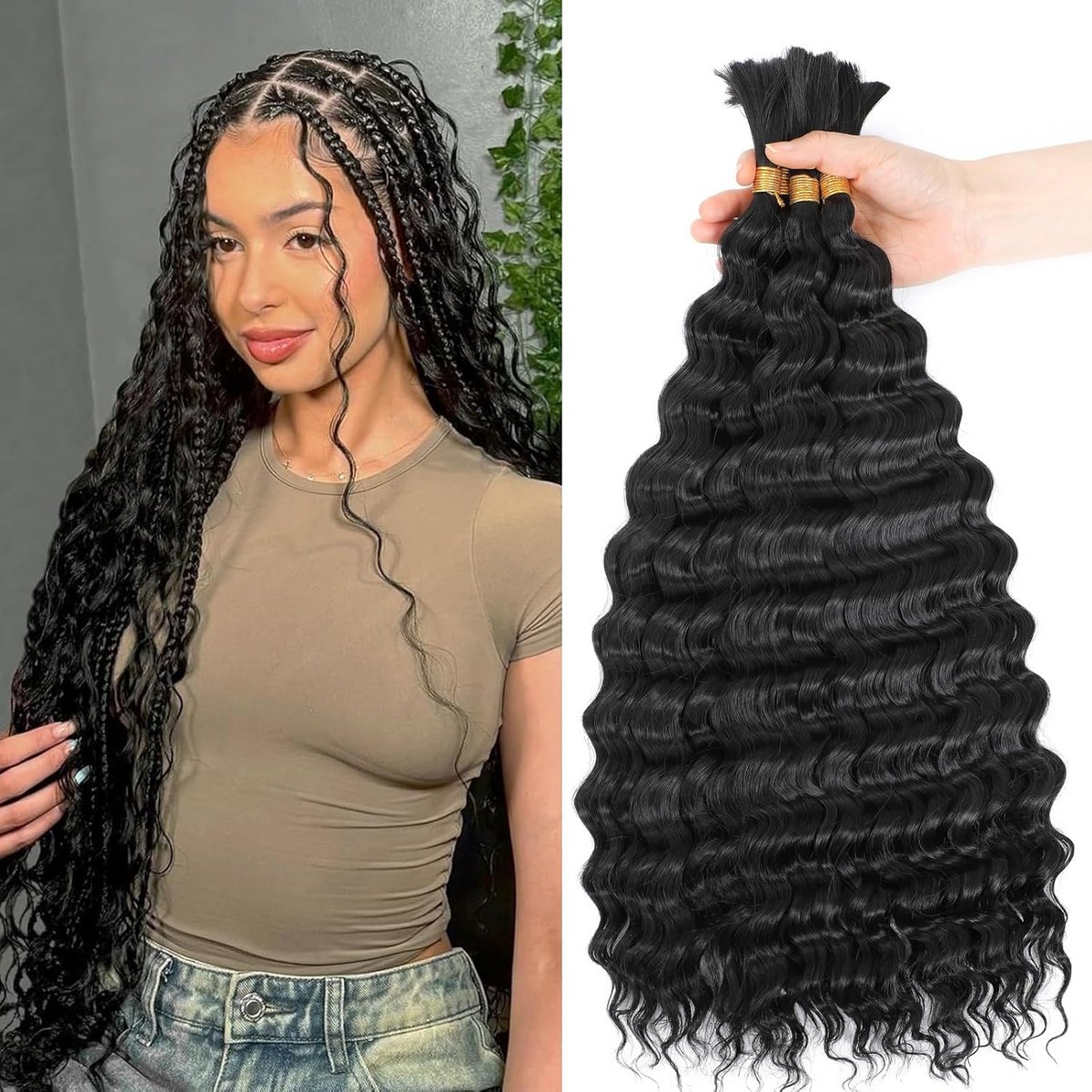 Diepe Golf Bulk Haar voor Vlechten - 18 Inch Wavy Synthetisch Haar - 2 Bundels per Pack