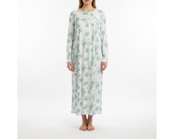 Dames nachthemd lang model 6589 XL (44-46) wit/groen