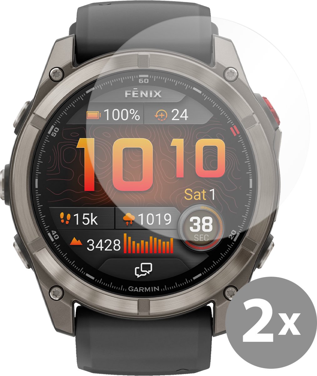 Cazy screenprotector geschikt voor Garmin Fenix 8 / 8 Pro (47mm) - 2 stuks - Gehard Glas